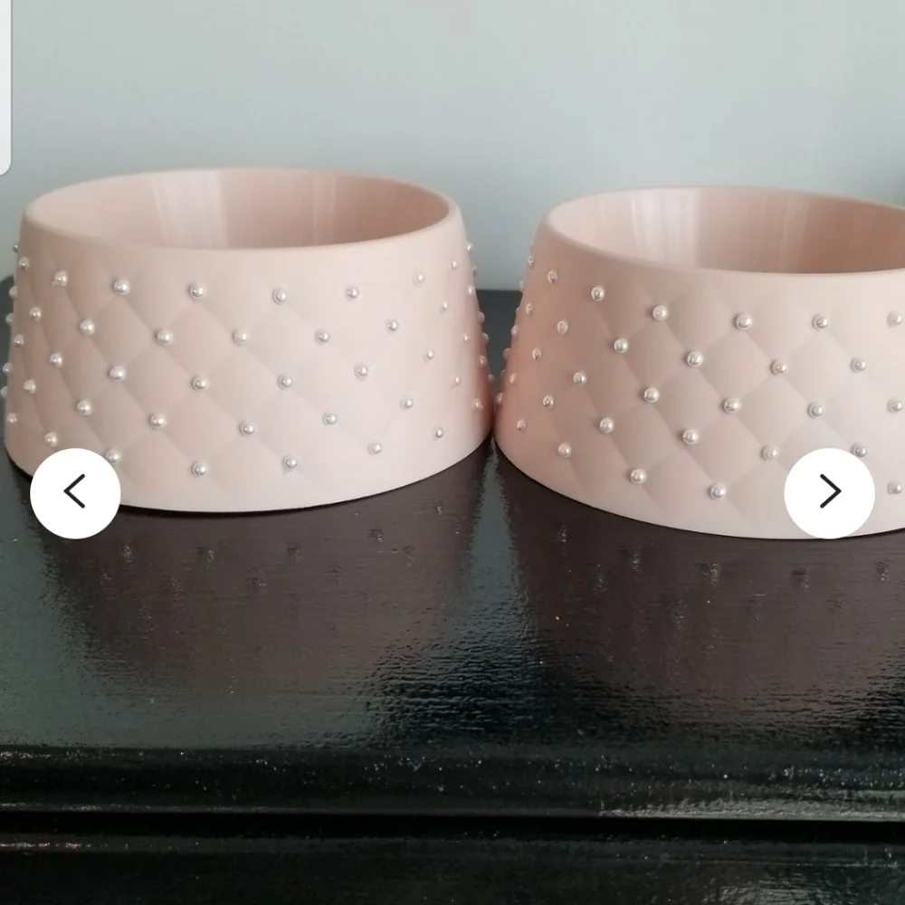 Pink bling pearl pet bowls